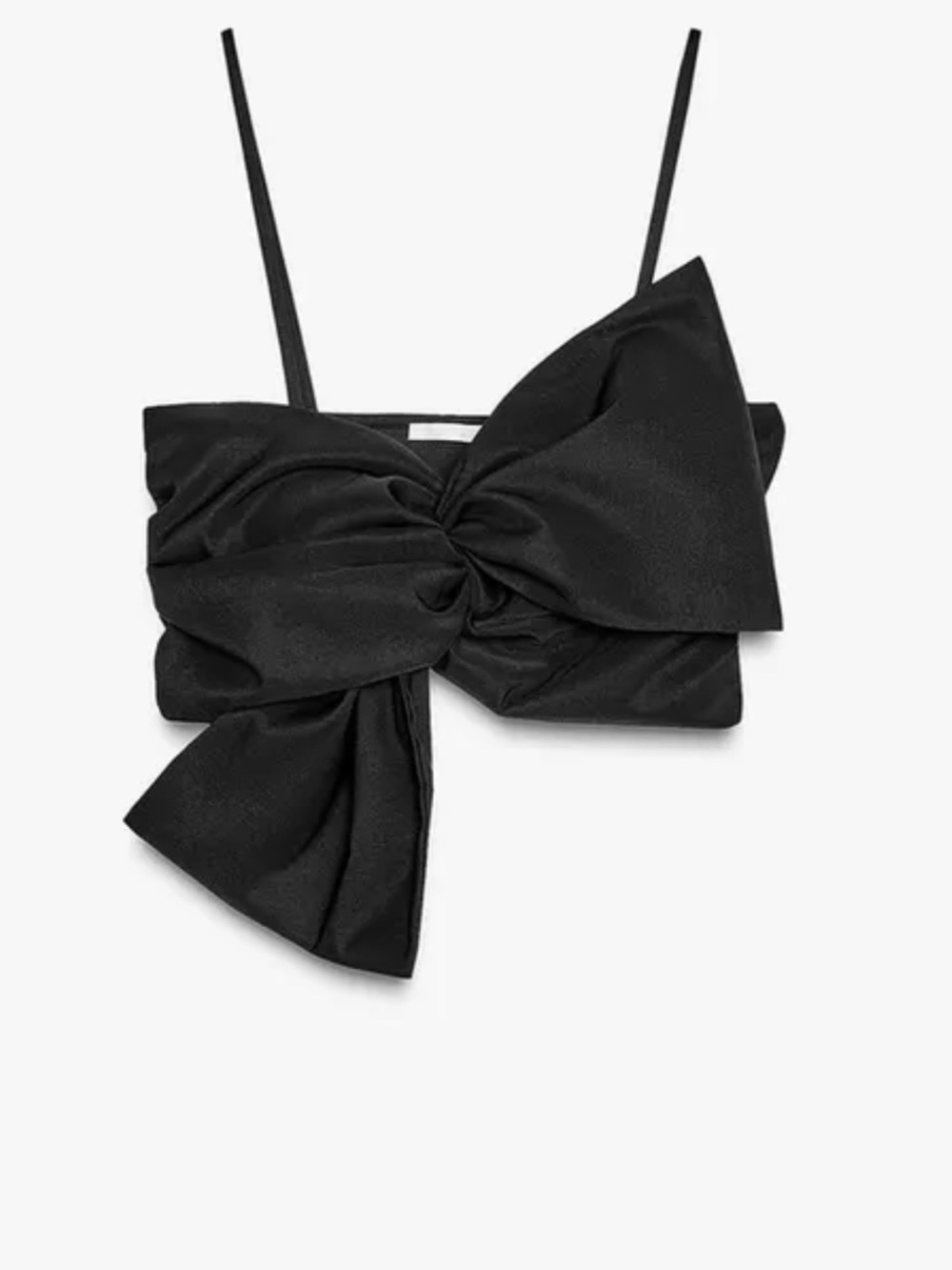 Zara Black Bow-Front Spaghetti Strap Crop Top
